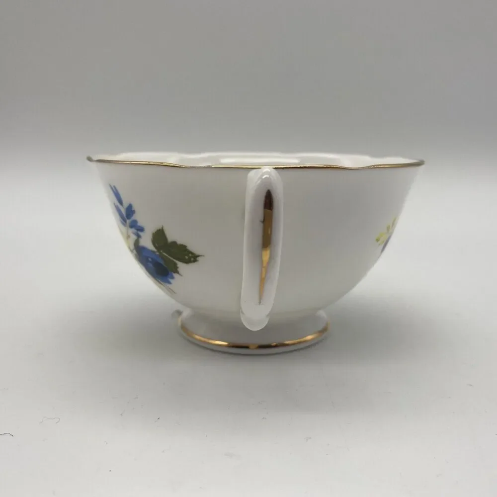 Royal Grafton Bone Chine Blue & Yellow Floral  Tea Cup Saucer Set